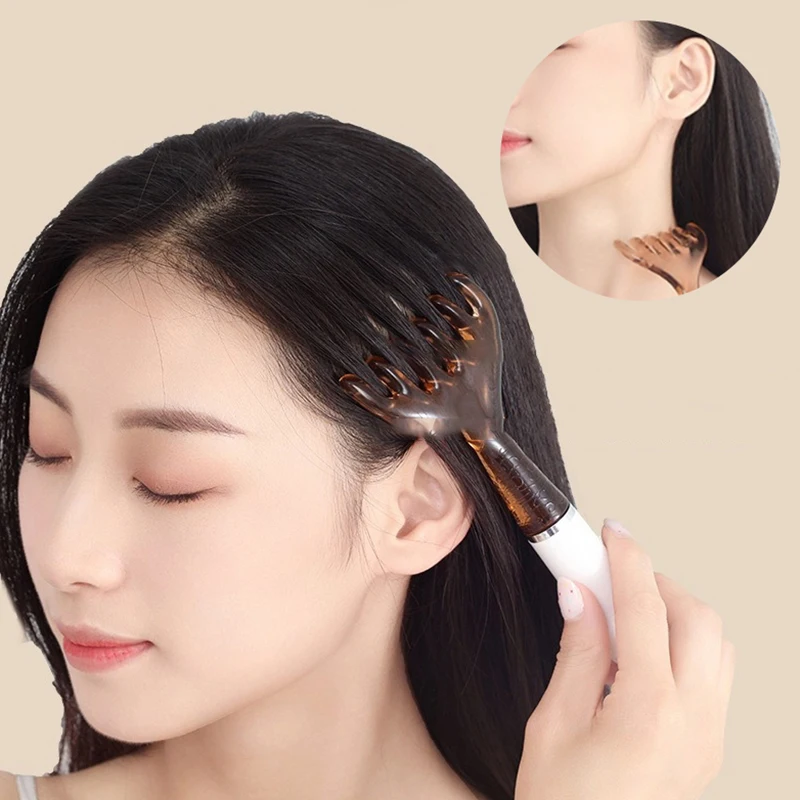 Resin Head Massager Scalp Gua Sha For Body Neck Leg Massage Six-Claw Head Meridian Comb Box-packed Wide Tooth Hair Care Tool