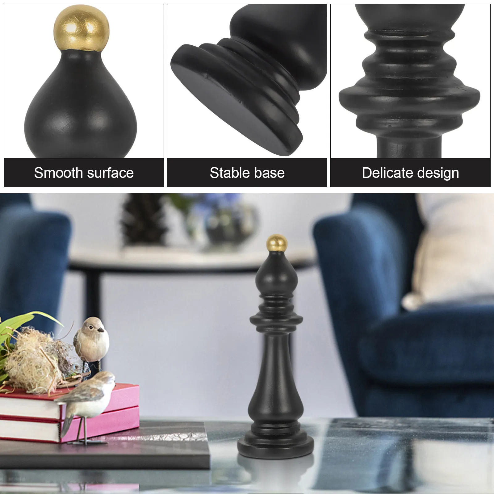 Creative Resin Chess Sculpture Stylish Desktop Decor for Home Office Bookshelf Cabinet Housewarming Gift Chess Status Decorative