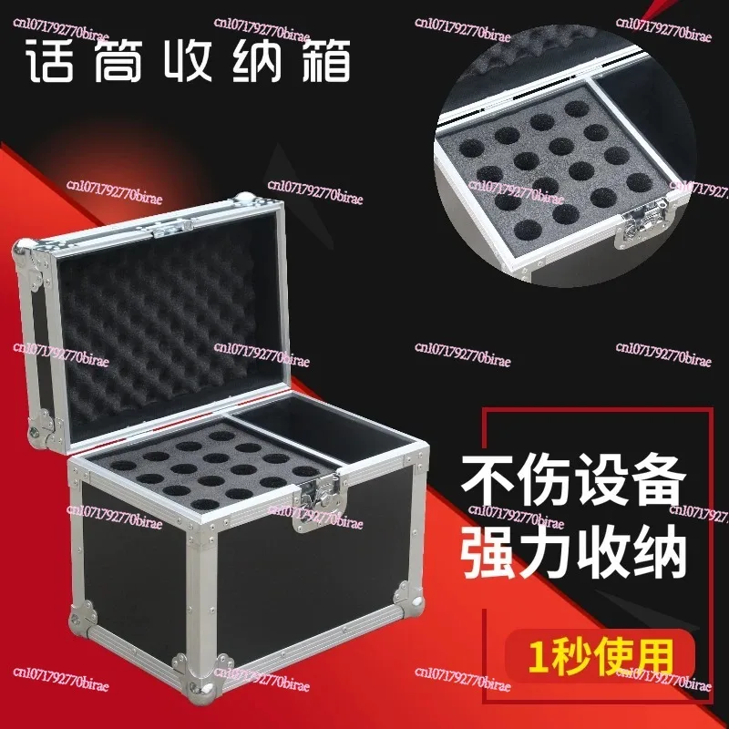 

Microphone Storage Air Case Cabinet Wireless Headset Lavalier Fanny Pack Handheld Microphone Aluminum Alloy Microwave
