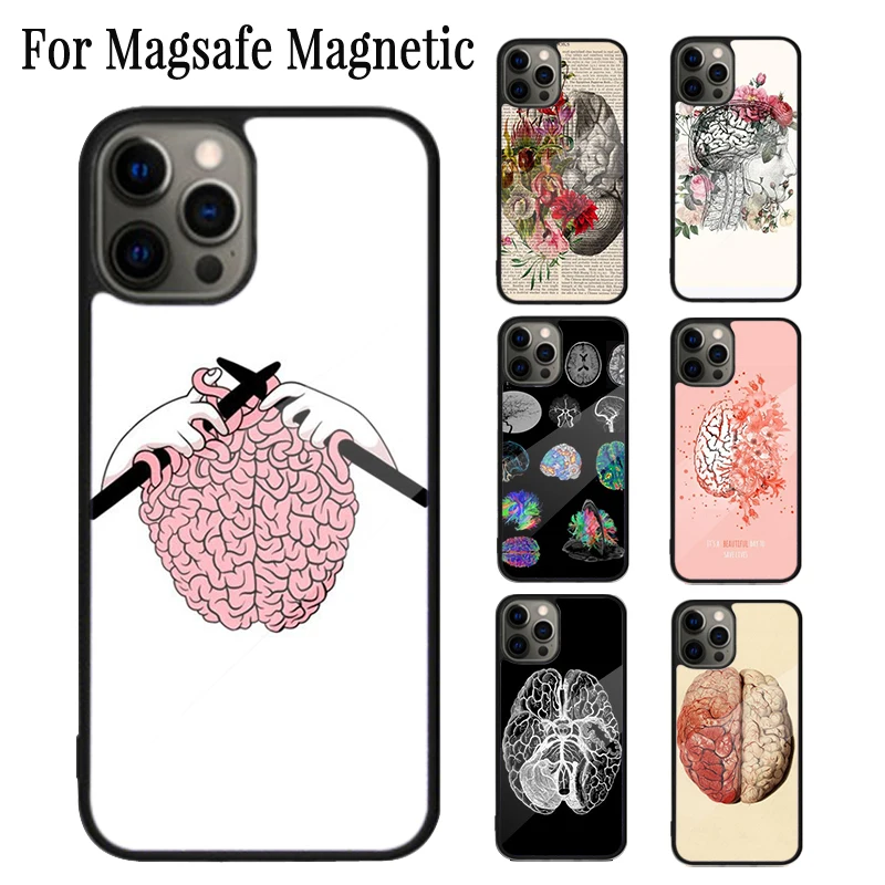 Anatomy Brain Magnetic Phone Case Coque For iPhone 16 15 14 Plus 13 12 Mini 11 Pro Max Magsafe Wireless Charging Cover