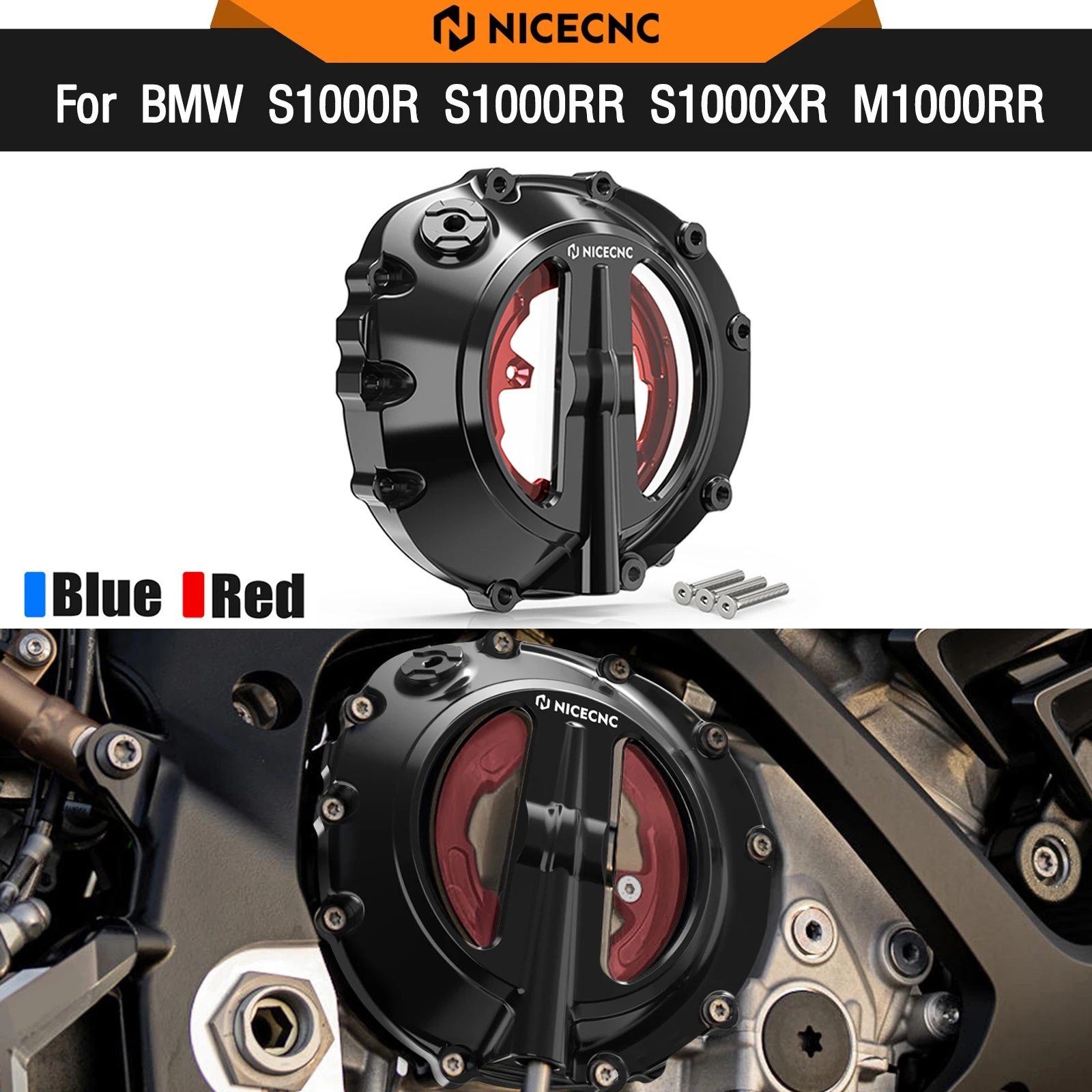 

For BMW S1000RR 2019-2024 S1000R 2022-2024 S1000XR M1000RR 2021-2024 Motorcycle Engine Clear Clutch Cover