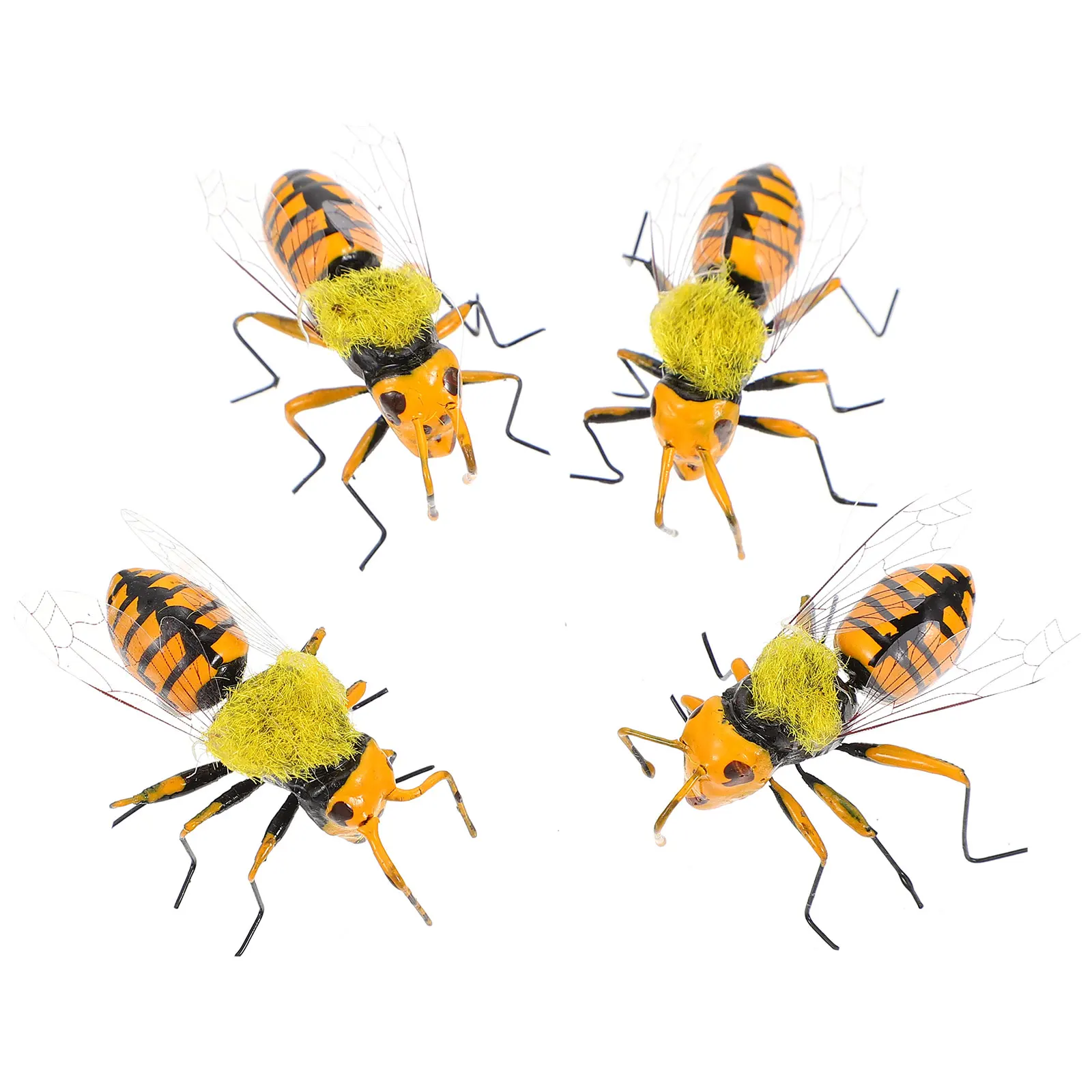 

4pcs Clay Bee Statues Garden Decor Lifelike Insect Figurines Outdoor Indoor Gardening Supplies Ornament For Yard Patio Balcony
