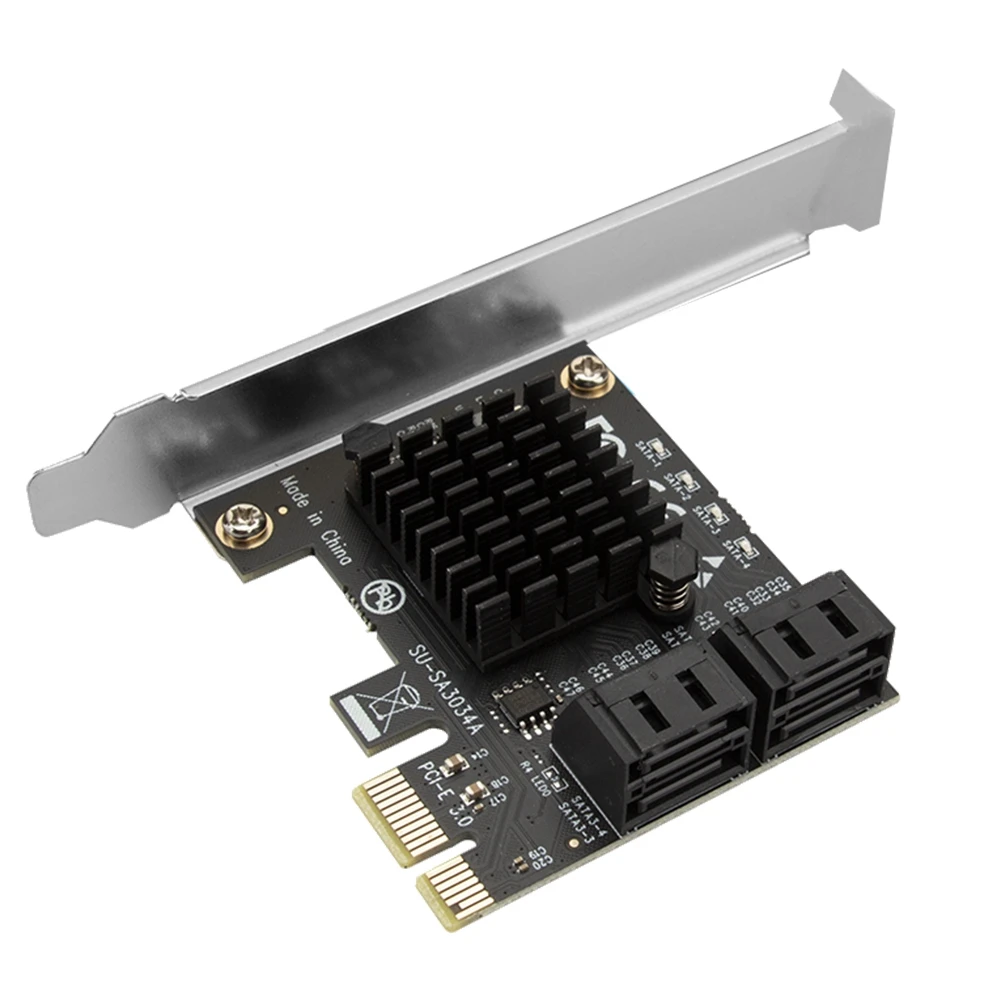 PCIE 4Ports to SATA Card PCI-E 4X Cards PCI Express to SATA 3.0 SATA III 6Gbps PCIE X4 SSD Expansion Adapter Card IPFS