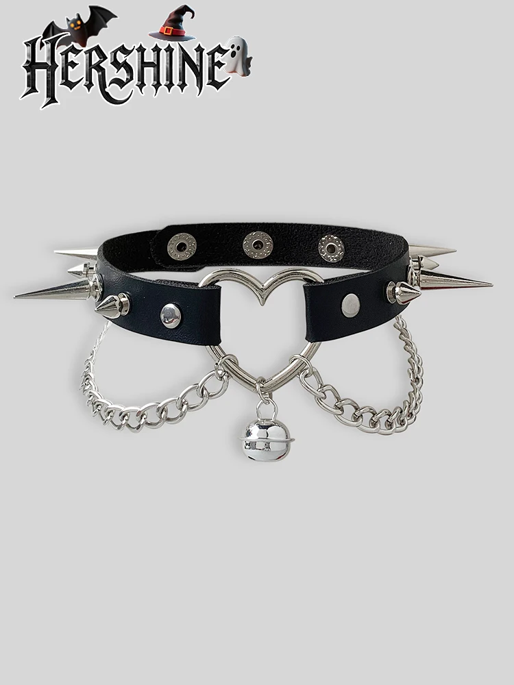 HERSHINE 1 piece women's love bell pointed nail collar Y2K Gothic dark punk style Halloween accessories fun cosplay items