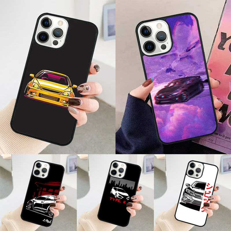 JDM Type R Civic Sport Car phone case Cover For iPhone 14 15 16 Pro Max SE 2020 coque For apple 11 12 13 Pro Max 8 Plus