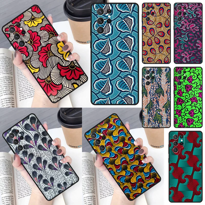 African Wax Fabric Cover For Samsung Galaxy S23 Ultra S22 S20 S21 FE S8 S9 S10 Plus Note 10 20 Ultra phone Case