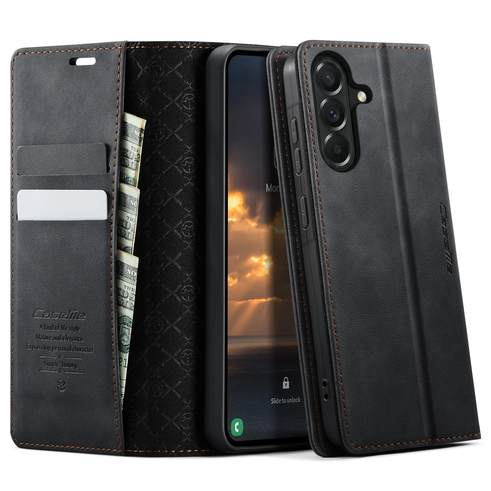 Luxury Flip Leather Wallet Case for Samsung A07/A17/A37/A57/A16/A36/A56/A15/A55 5G Full Coverage Matte Shockproof Unisex Cover
