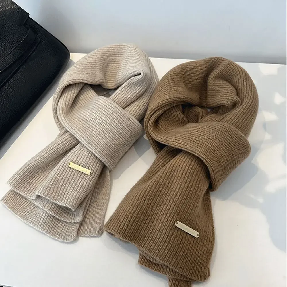 Winter Warm Neckerchief Fake Collar Solid Color Cross Scarf Woolen Thicken Knit Scarf Neck Warmer Women Girls