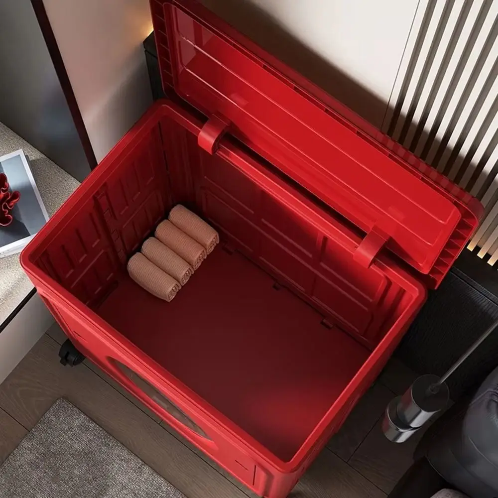 Flip-Top Design Folding Storage Box with Wheels Large Capacity Clothing Storage Cabinet Space Saving Wheeled Storage Containers