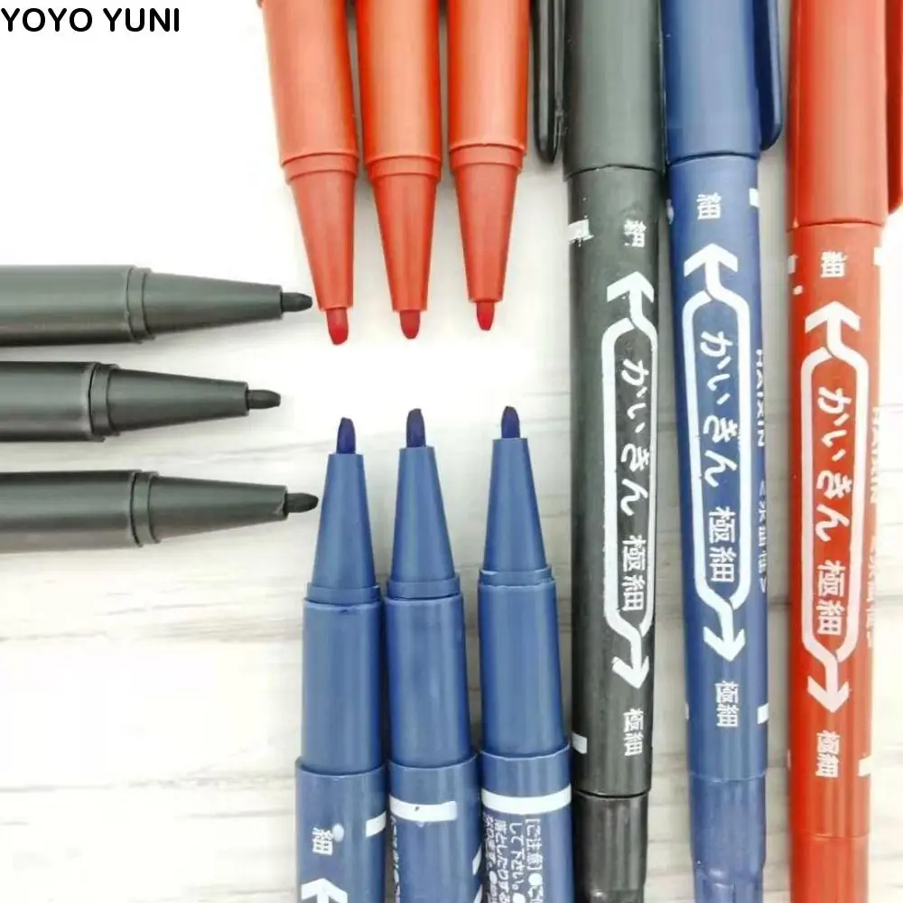 

2Pcs/set Thin Pen Tip Tattoo Skin Marker Pen Black/Red/Blue Ink Large Capacity Double Headed Marker Pen Waterproof Stationery