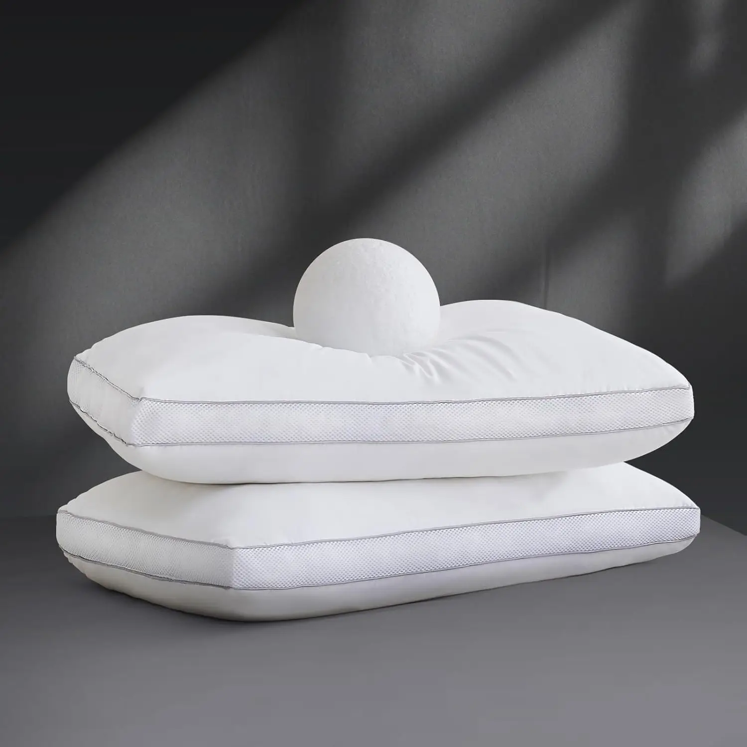 

Комплект из 2 подушек Queen Size с гусиным пухом, с боковыми вставками для всех положений тела, дышащие и пригодные для машинной стирки