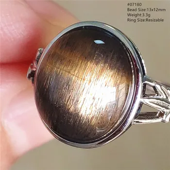 Naturalny czarny kamień księżycowy Kamień słoneczny Regulowany pierścionek Pomarańczowy kamień księżycowy Kobiety Mężczyźni 925 Srebrny pomarańczowy Super 7 Siedem koralików Pierścionek AAAAAA