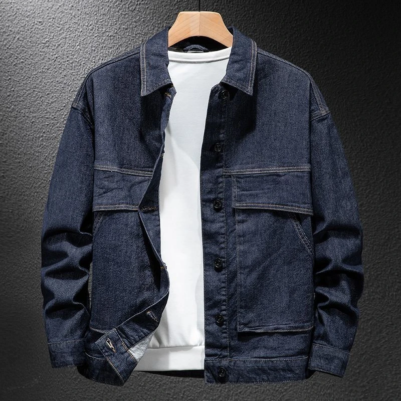 Male Jean Coats Cargo Biker Men\'s Denim Jacket Motorcycle Autumn Washed Fashion Low Price Korean Style High Quality Large Size