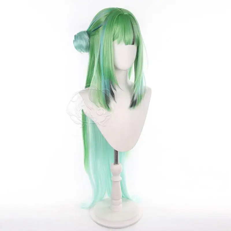 Anime Arknights Endfield Green Cosplay Perücken Kostüme Kopfbedeckung 105cm Lange Simulierte Kopfhaut Dichte Gemischte Voluminöse Langhaar-Perücken – Detail 4