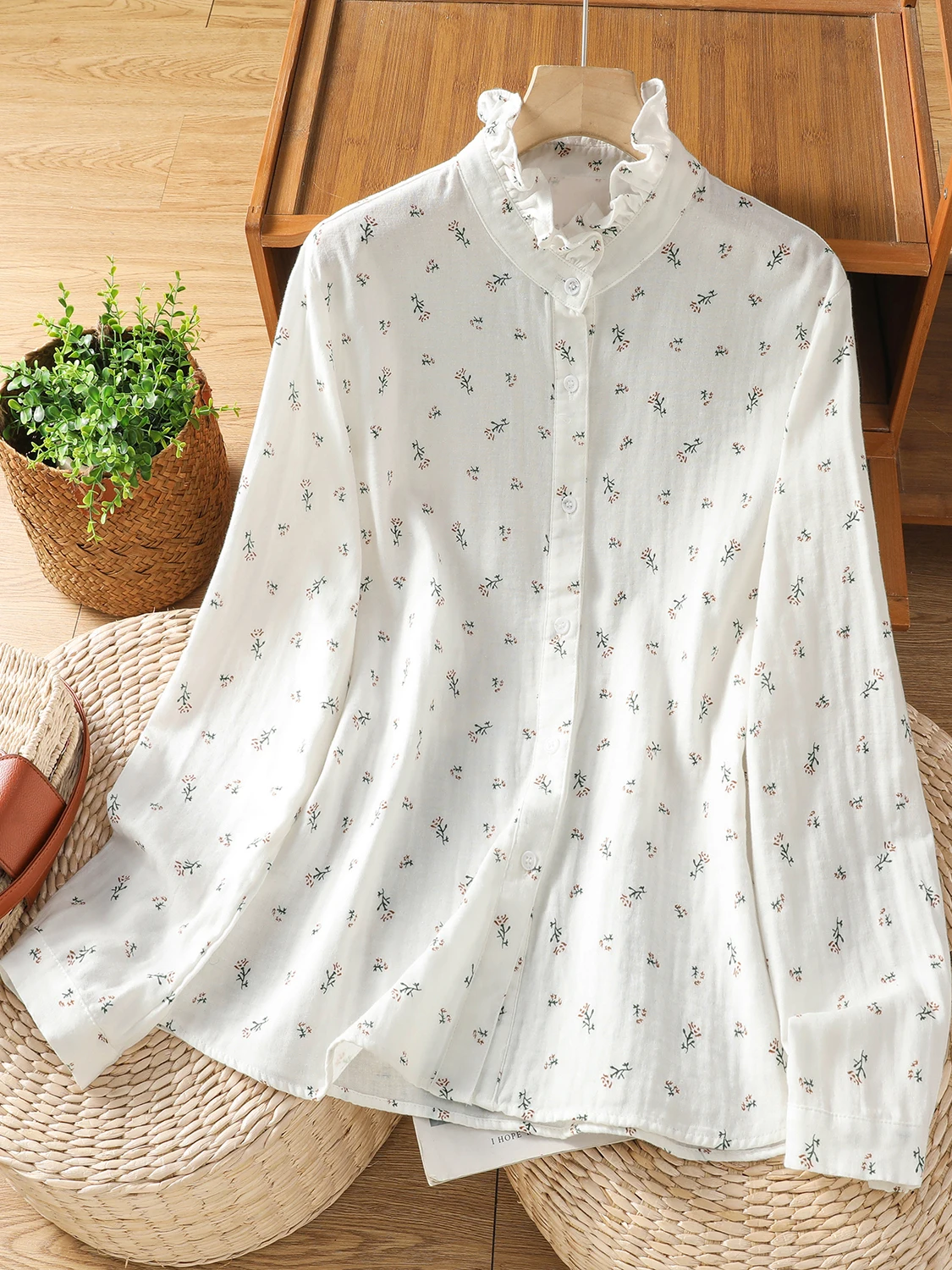 

Faionable Long Sve irt, женские большие размеры, осенние новые повседневные свободные кроя с цветочным принтом, дышащие, приятные для кожи