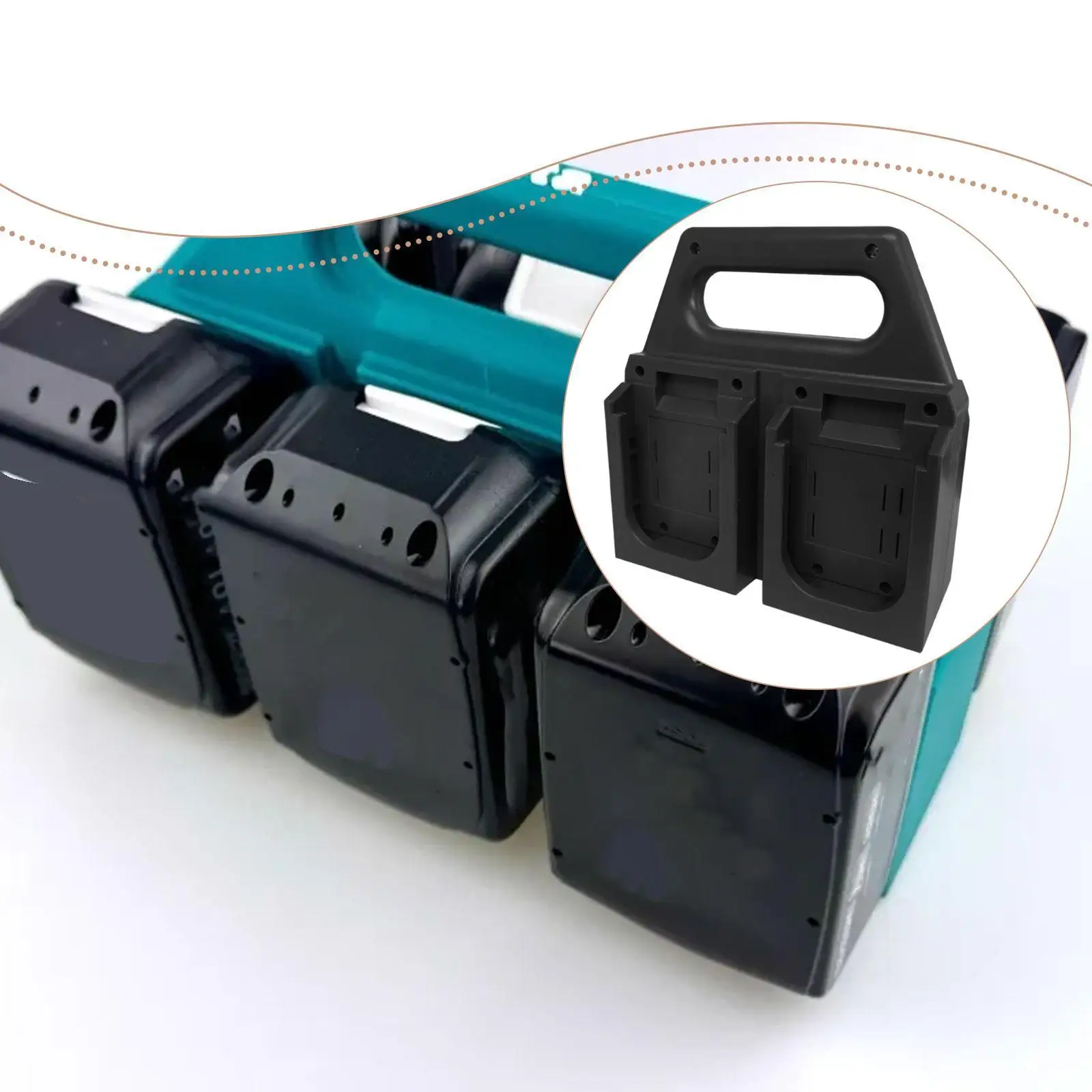 Batterieregal, tragbar, praktisch, schwarz, robust, mit 4 Steckplätzen kompatibel, geräumiges Hand-Batterie-Aufbewahrungsregal, Batterie-Organizer