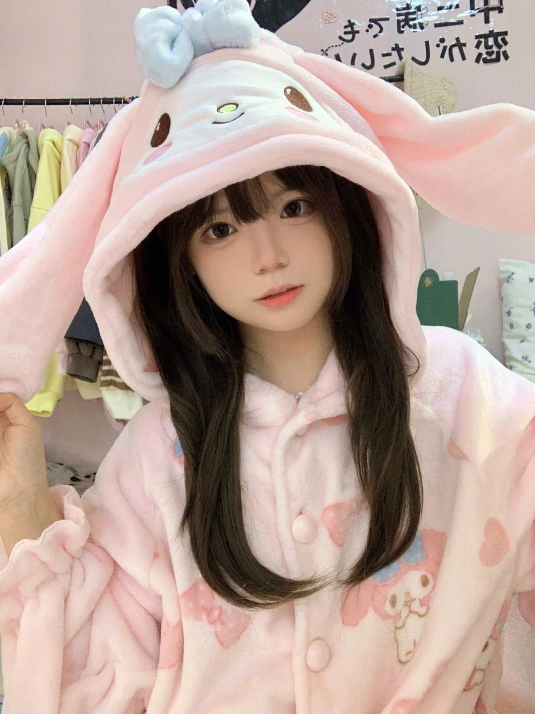 

Kawaii My Melody Women Plush Pajamas Robe Set Homewear Cartoon Winter Long Style Thickened Nightgown Pants Anime Sweet Cartoon
