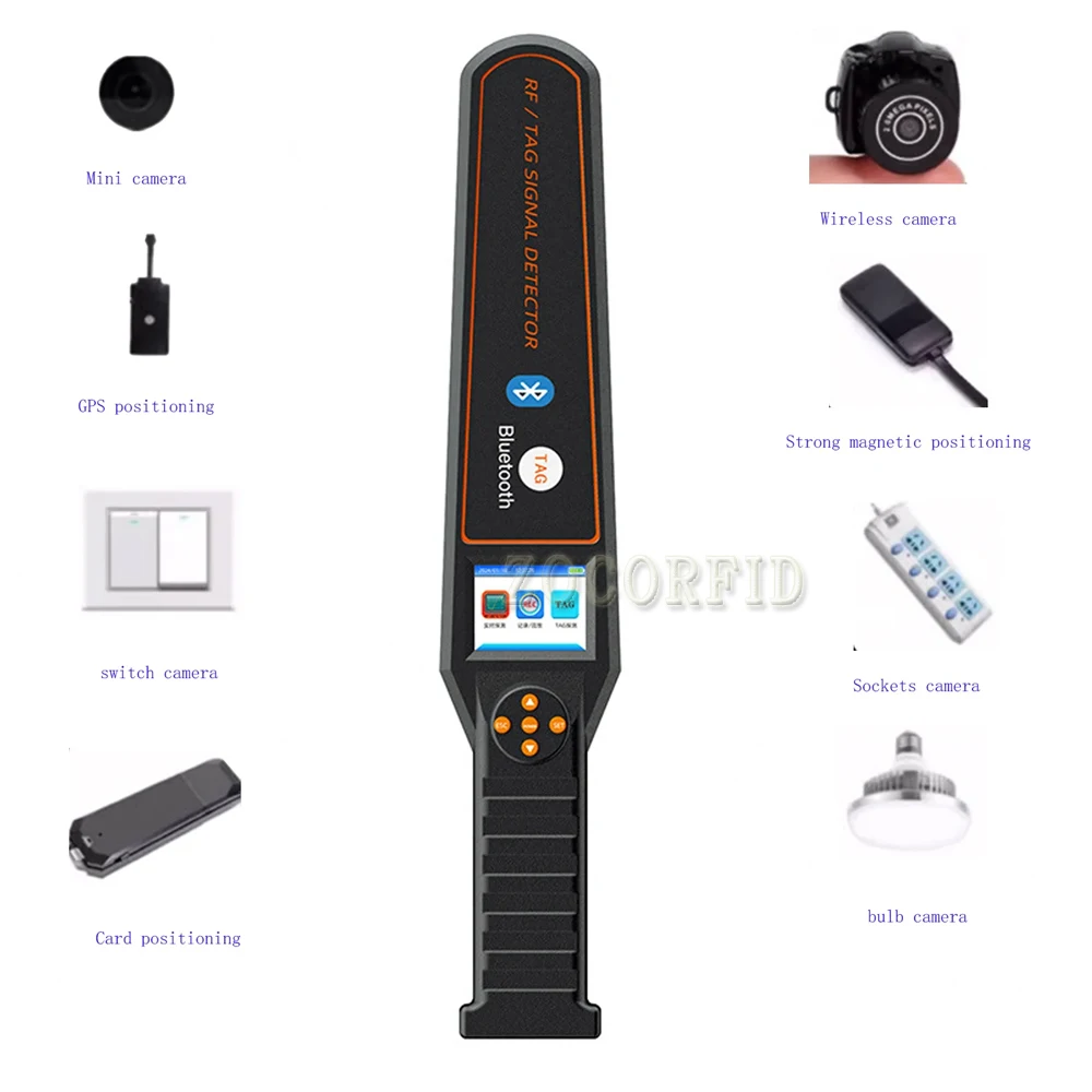 DS828 متعدد الموجات كاشف الترددات اللاسلكية بلوتوث RF/TAG الماسح الضوئي لتحديد المواقع المقتفي القاتل واي فاي GSM كاشف إشارة للفندق/المركبات/المؤتمرات