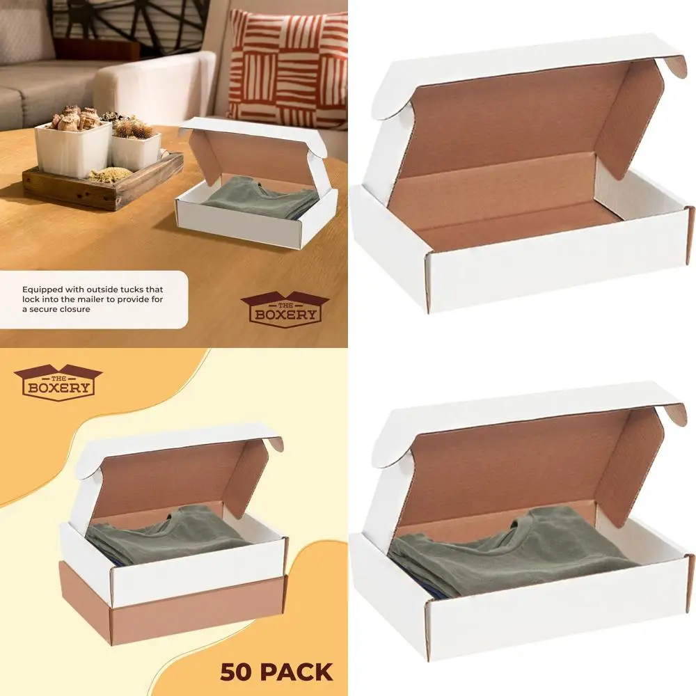 

12.5 x 9.25 x 3 Inches, 50-Count White Corrugated Mailers, Strong Boxes for Small Business Shipping and Packaging
