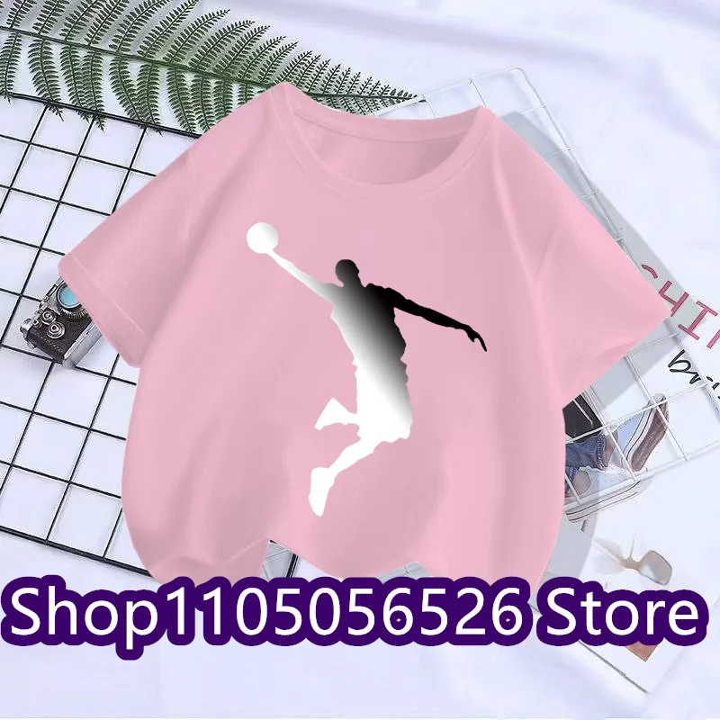 Summer children's casual Jordan print breathable T-shirt, fashionable short sleeved sports T-shirt top, boys' and girls' clothes