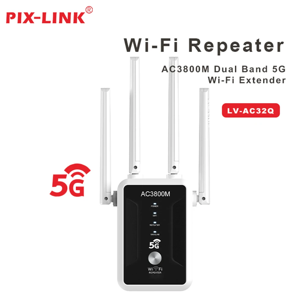 PIX-LINK AC32Q WiFi Repeater 1200Mbps Wireless Dual-Band Netzwerk Signal Booster 5G 802.11ac WiFi Verstärker Router Range Extender