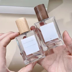30/50ml Refillable Perfume Bottle , Portable Square Glass Spray Bottle in Walnut Wood, Large Capacity Replacement Empty Bottle