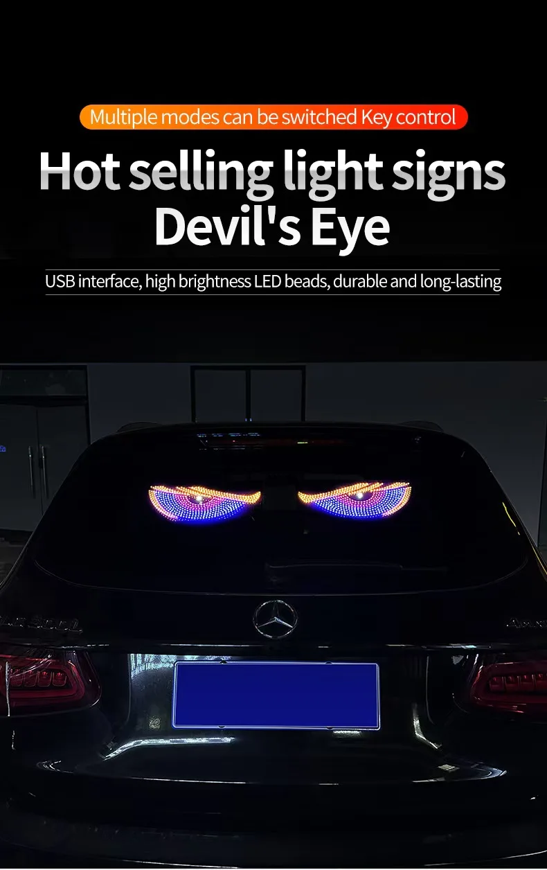 LKW-Teufelsaugen-Licht RGB Dynamisches Dämonenauge Dekoratives LED-Display Pixel-Panel Windschutzscheiben-USB-5V-Multimodus-Lampe – Detail 5
