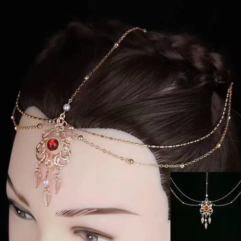 Modische Vintage Hohlgeometrie-Blumen-Kopfkette Haarband Braut-Haaraccessoires Damen Mehrschichtiges Quasten-Stirnband Party-Ornamente
