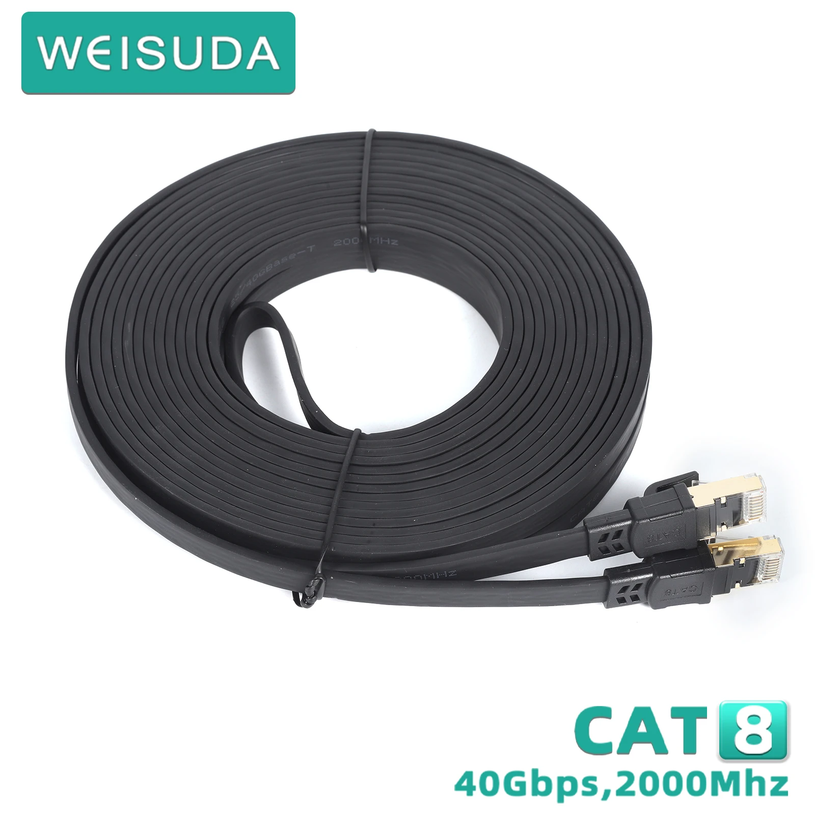 

Cat 8 Ethernet Cable High Speed Flat Internet Network RJ45 Cable Shielded 2000Mhz 40Gbps LAN Patch Cables Cords for Gaming Xbox