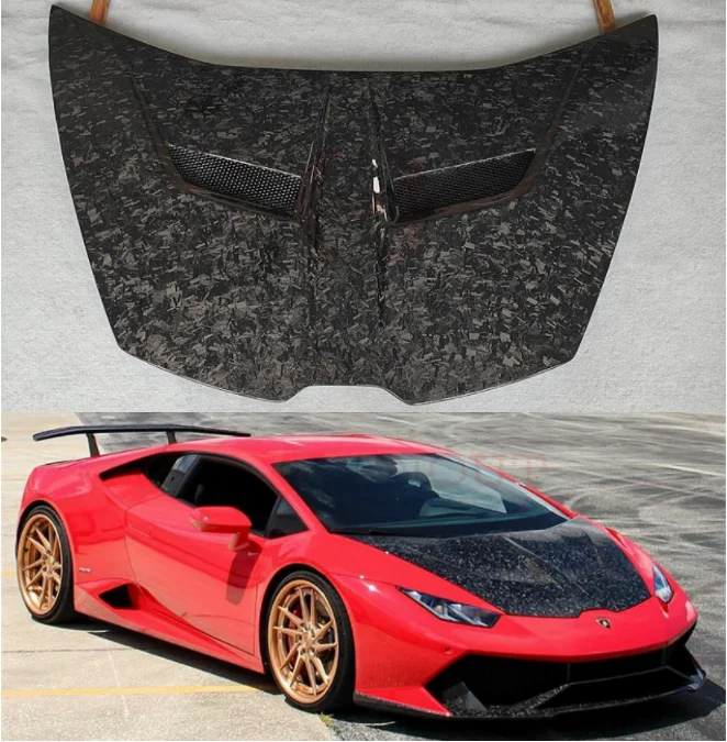 

Real Forging Carbon Fiber Bonnet For Lamborghini Huracan LP580 LP610 2014-2020 Front Engine Hood Vent Cover 1016 Style