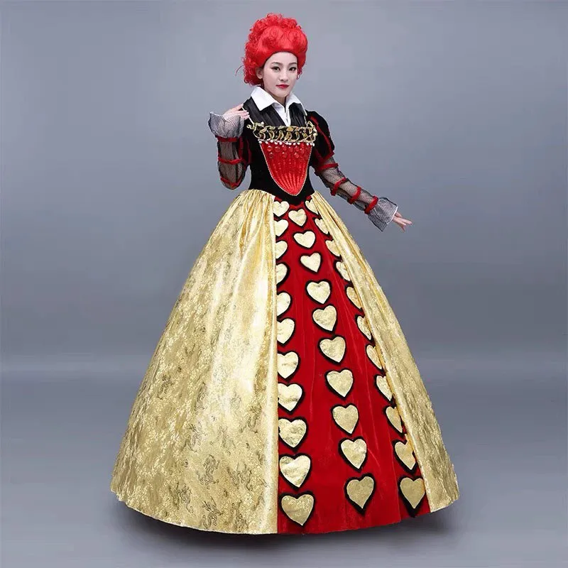 Disfraz de Reina de Corazones de Disney para Adultos, Traje de Cosplay para Halloween, Carnaval, Fiesta, Espectáculo