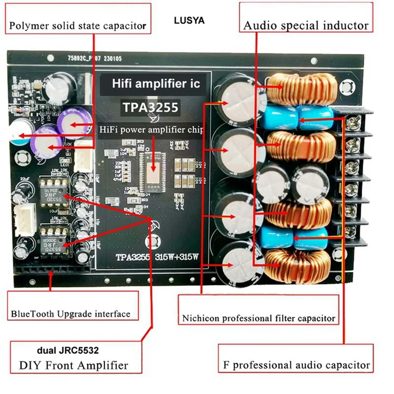 Atualizado TPA3255 2.0 DC19-40V PBTL 600W 315W + 315W Estéreo Classe D Placa Amplificadora Hifi Digital de Alta Potência