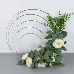 15-40cm Wedding Wreath Silver Iron Metal Ring Bride Handheld Garland Decoration Artificial Flower Rack Party Backdrop Decor Hoop