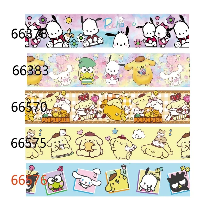 

5Yards Sanrio Character Printed Cartoon Grosgrain Ribbon 25mm for Hairbows DIY Sewing Accessories Crafts Materials