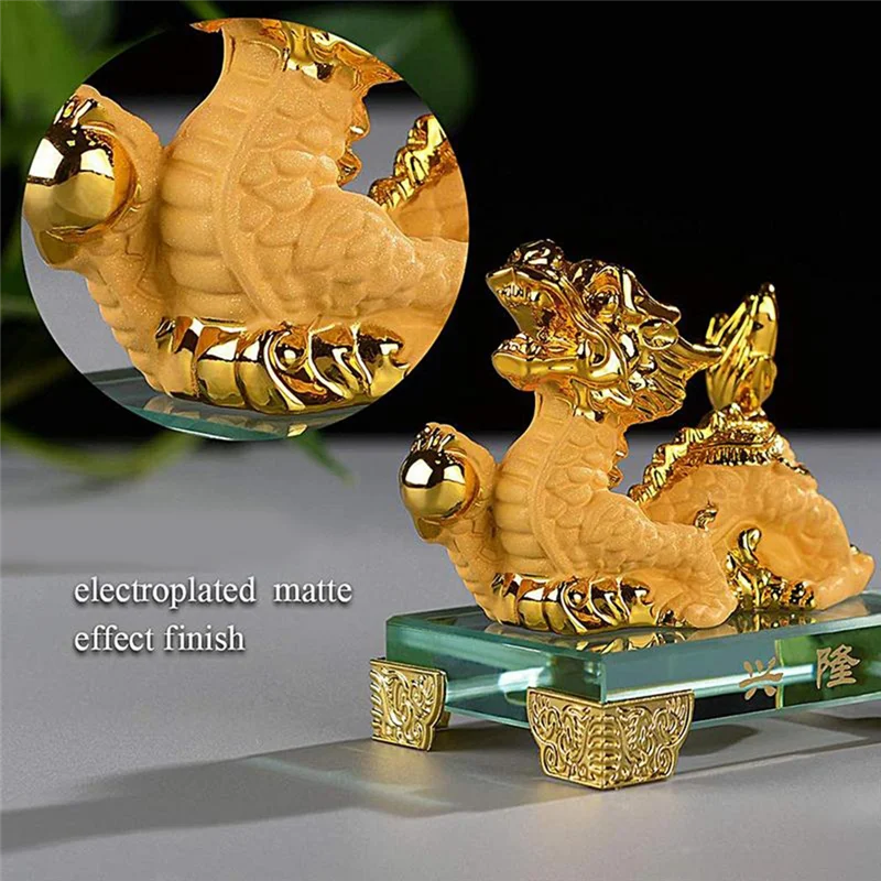 

2024 New Year Zodiac Dragon Ornament Gold Resin Chinese Dragon Statue Chinese Style Lucky Dragon Ornament For New Year Durable