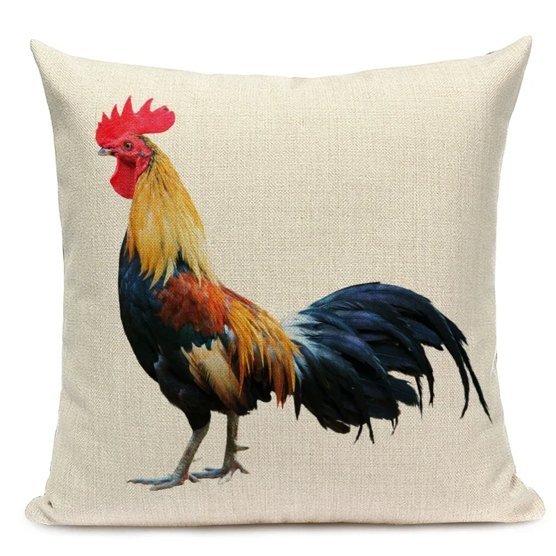 Rooster Print Cushion Cover Cock Decorative Thrpw Pillows Cover for Car Sofa Home Decor 45x45cm Pillowcase