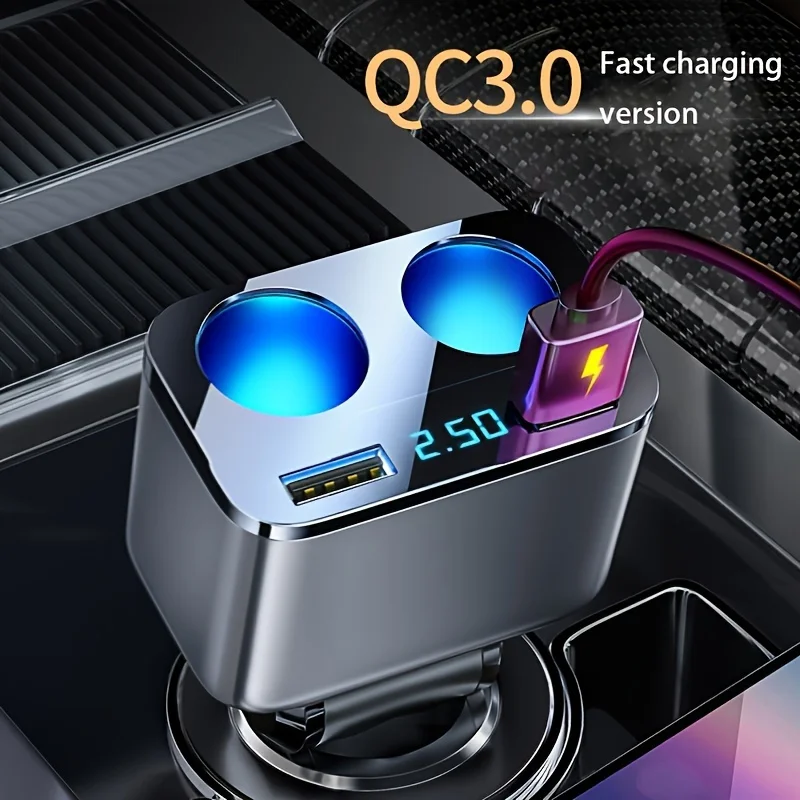 

Cigarette Lighter, Car Mobile Phone Charger, Fast Charging One to Two Cigarette Lighter USB Charging Port Car Charger
