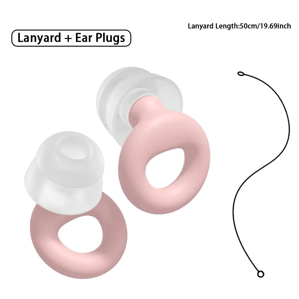 Double-Layer Silicone Earplugs with Washable Silicone Lanyard for Ambient Noise Sleeplessness Relief Comfortable Fit Earplug Sol