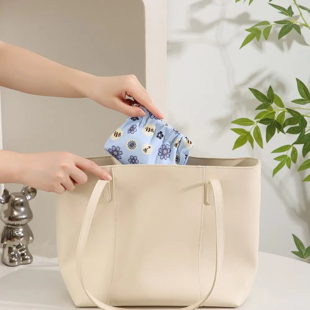 Portable Oxford Cloth Leaf Spring Bag Floral Flower Self-closing Makeup Bag Earphone Bag Coin Bags Print Cosmetic Bag Travel