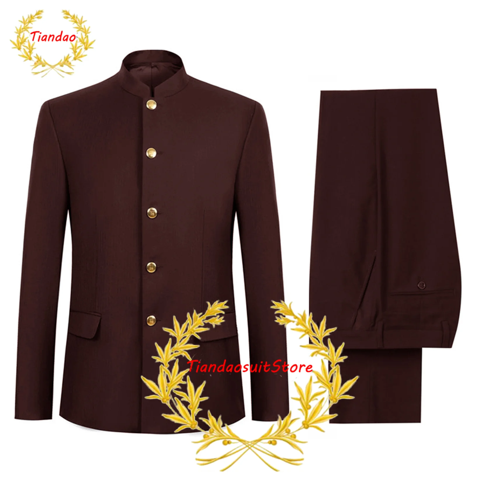 Traje de 2 piezas para hombre, traje Formal de esmoquin para boda, chaqueta con cuello levantado, pantalones, Blazer ajustado, conjunto de traje de