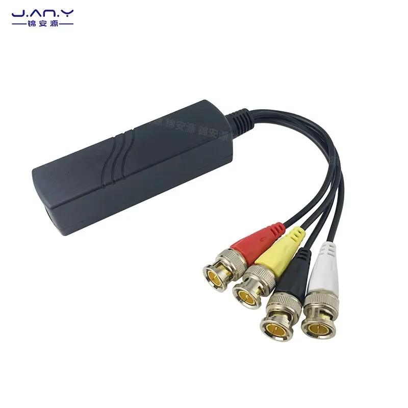 4CH Passive HD Coaxial Twisted Pair Transceiver RJ45 Network Interface to 4-way Banded BNC/Q9 Head Video Transmission