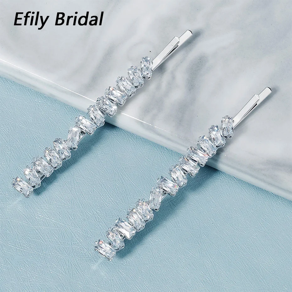 

Efily 1 Pair Exquisite Cubic Zirconia Hairpins for Women Girls Crystal Hair Clips Barrettes Bridal Wedding Hair Accessories Gift