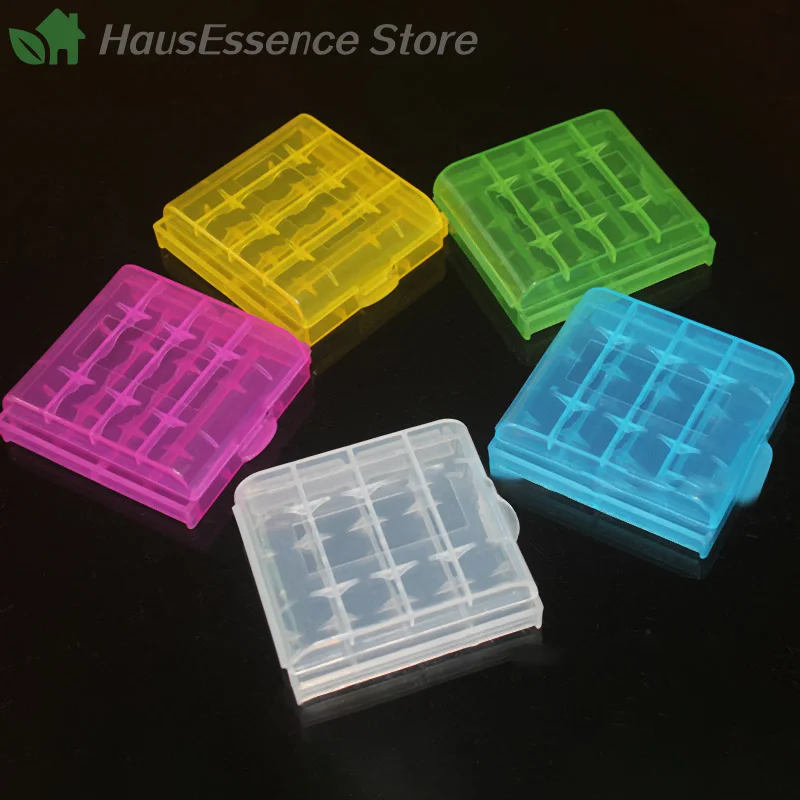 Estuche para pilas de plástico PP multicolor, caja de almacenamiento de plástico duro con capacidad para 4 pilas AA AAA, cubierta de plástico de alta calidad
