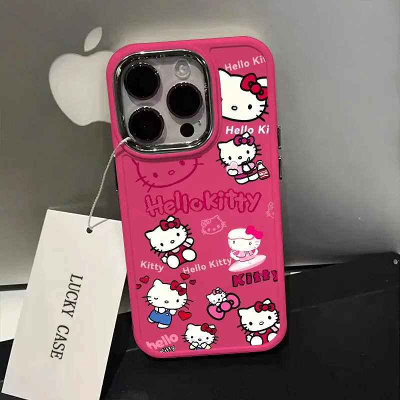 NOWE etui na telefon Sanrio Hello Kitty Kawaii do iPhone\'a 16 15 14 13 12 11 ProMax XR XS MAX 7 8 Plus Cute Cartoon Cover Y2K PINK Girl