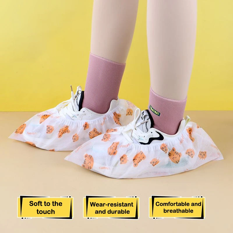 50 PCS Disposable Thickened Cartoon Shoe Covers,Home Indoor Non-slip Anti-dirty Foot Cover, Breathable Foot Covers For Shoes
