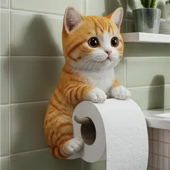 Držák na toaletní papír pro kočky, držák na toaletní papír pro kočky, nástěnný stojan na role, roztomilý dávkovač pro kolej, domácí obytný vůz, toaletu, cestovní kuchyň 8 nejlepší prodej držák kočičí toalety - №5