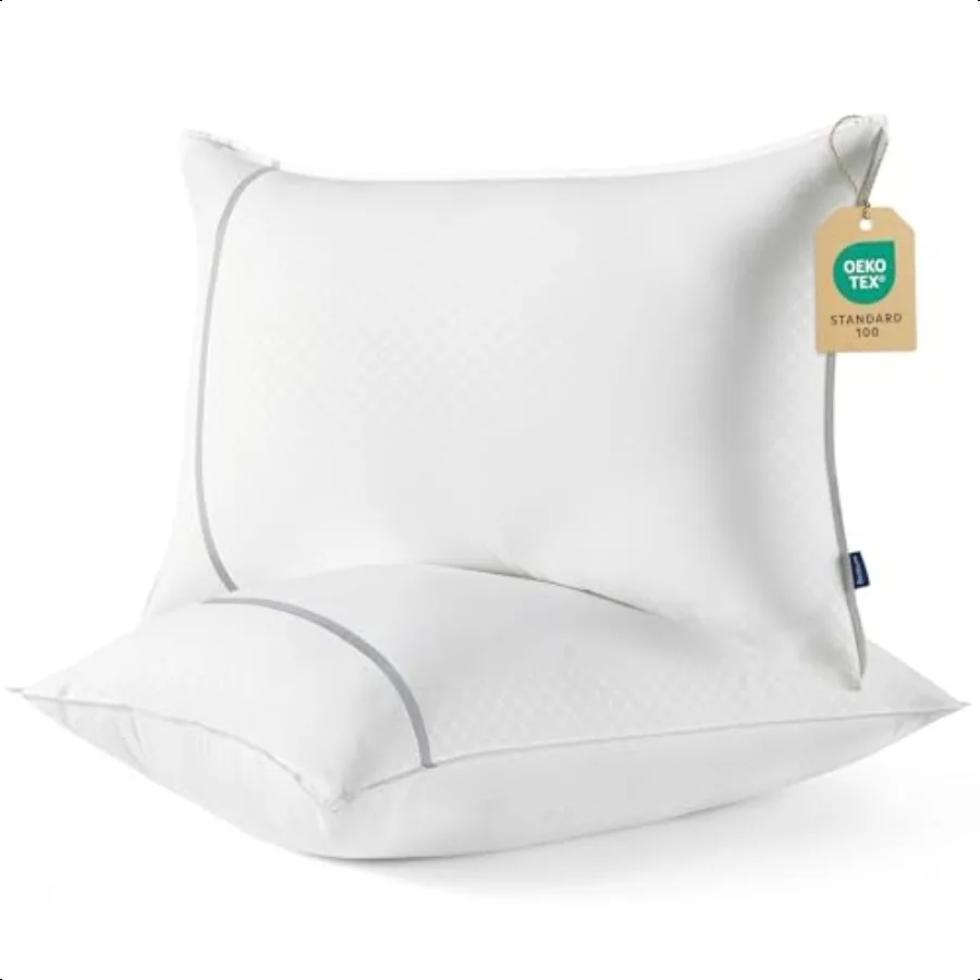 

Queen Pillows Set of 2 Luxury Hotel Pillows for Sleeping Decoration Strip Diamond Design Cover Fluffy Original Down Alternative