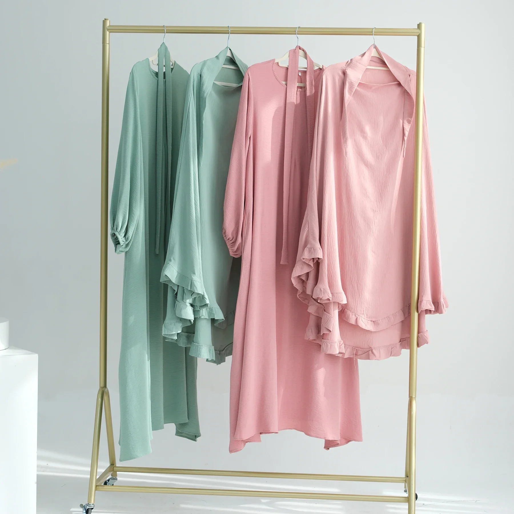 Ramadan Prayer Dress Khimar Sets Muslim Women Dubai Abaya Female Modest Dresses 2 Piece Djellaba Islam Clothing Kebaya Jalabiya