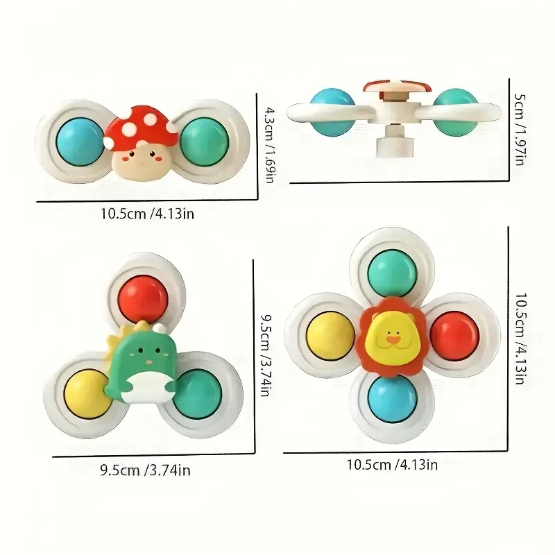 3PCS Interactive Suction Cup Spinners Engaging Sensory Bath Toy