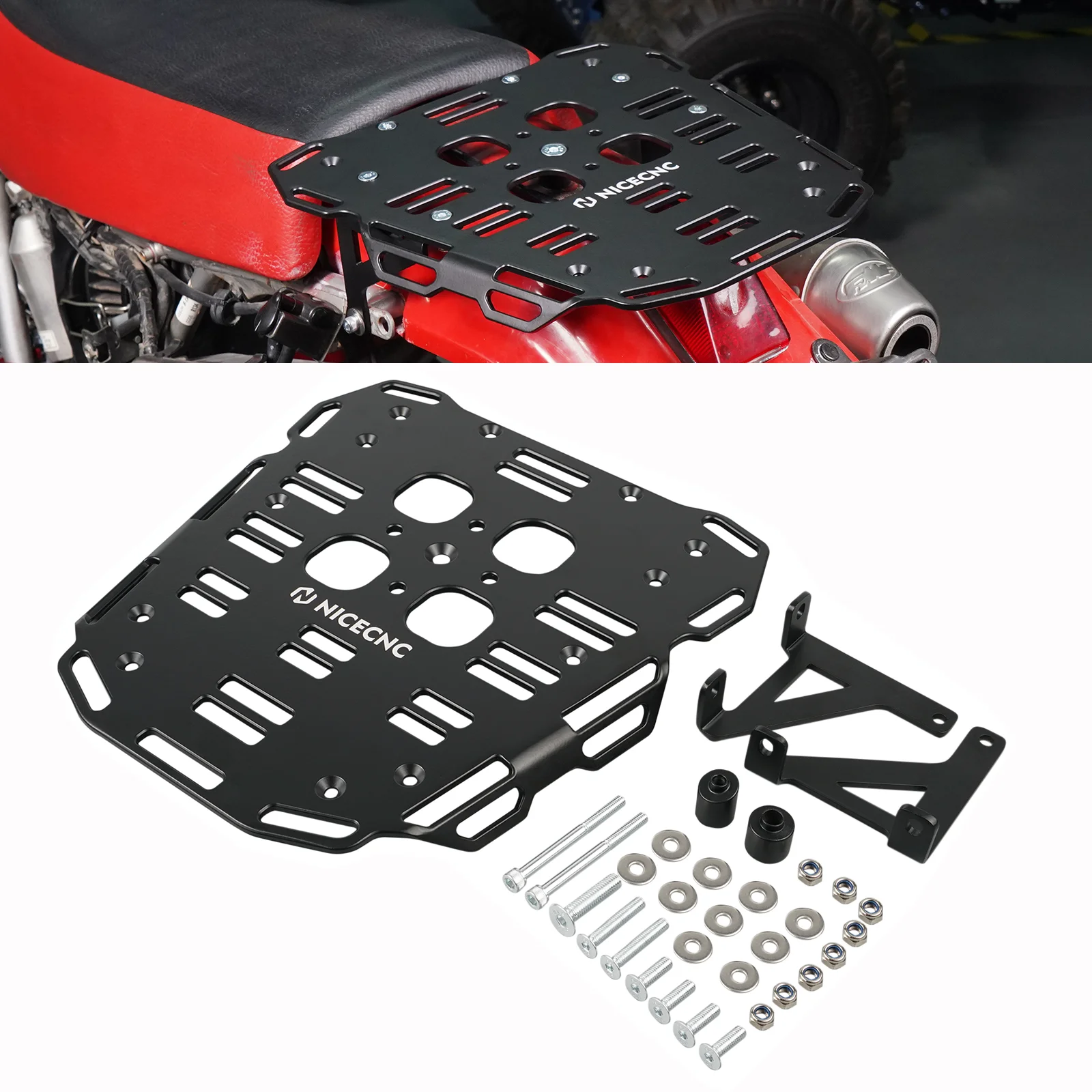 

NICECNC Motorcycle Rear Luggage Rack for Honda XR650L XR 650 L 1993-2024 2022 Rack Kit CNC Aluminum Including Mounting Hardware